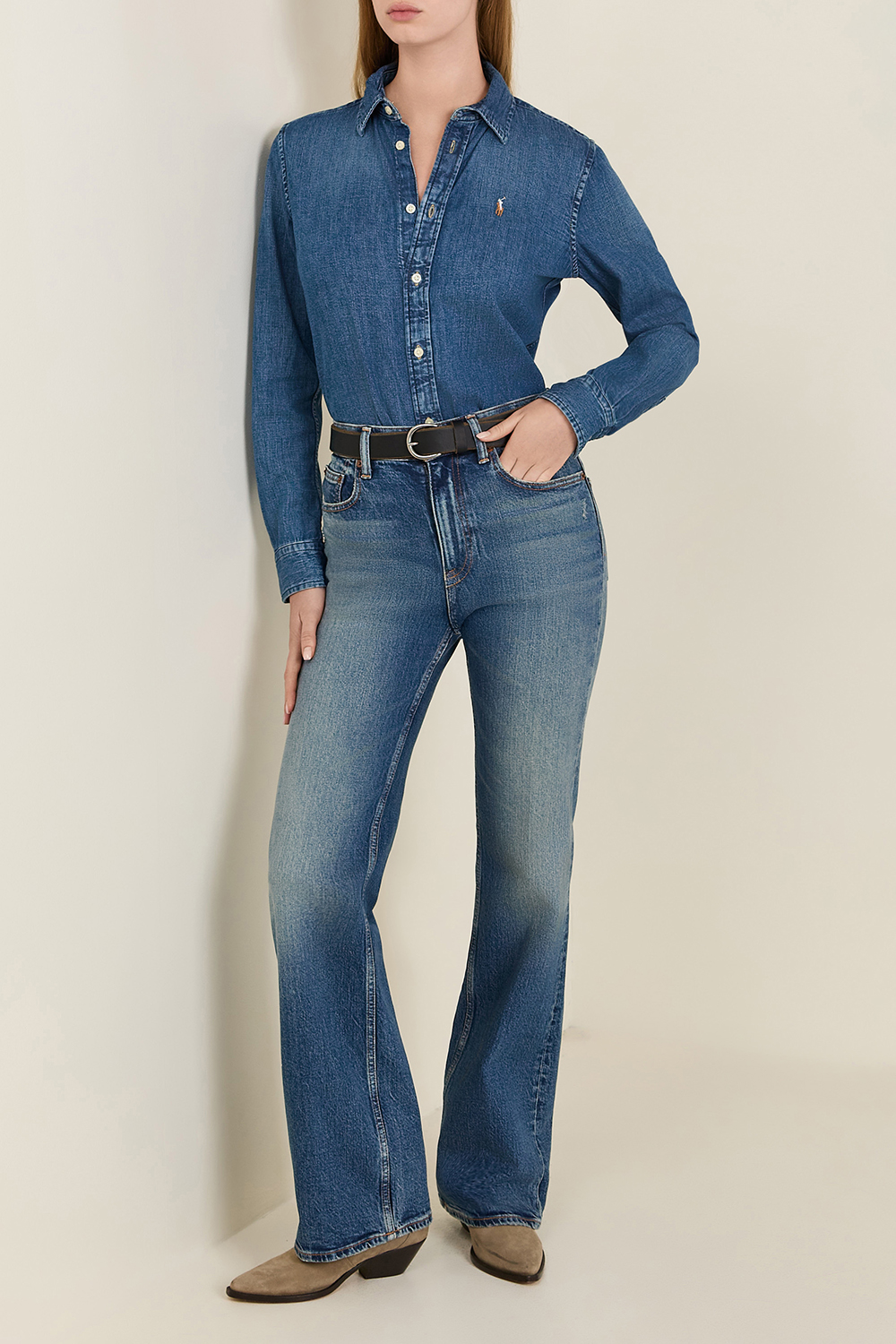 חולצת כפתורים ג'ינס סלים פיט